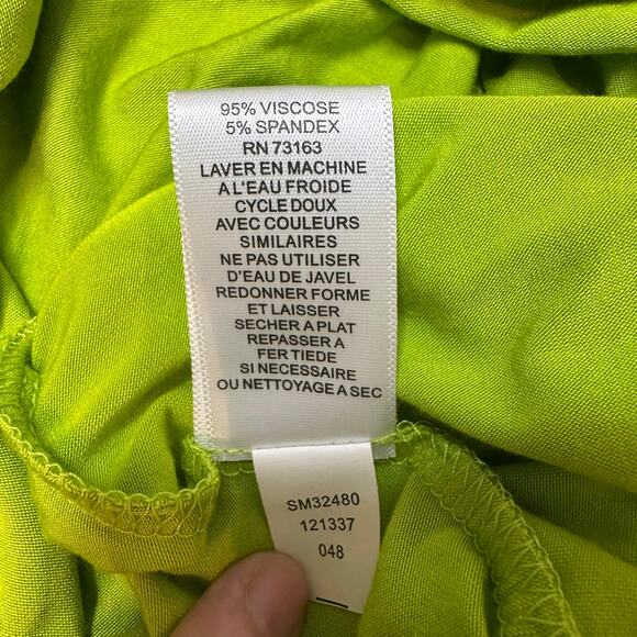 Vibrant Lime Green Cable & Gauge Short Sleeve Blouse Size XL - Picture 5 of 5